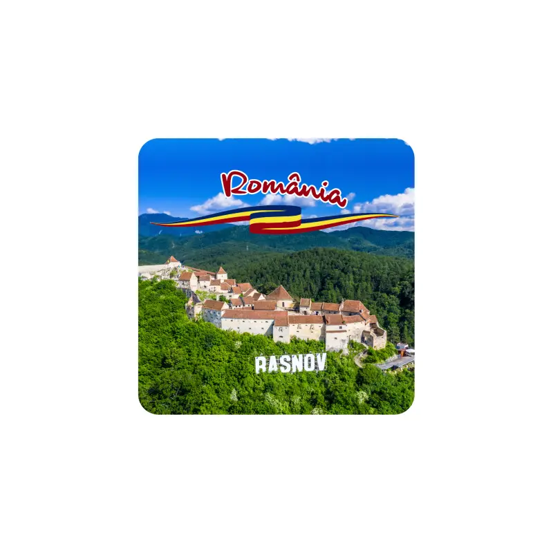 Rasnov romania, set 6 suporti coster din lemn, model 011